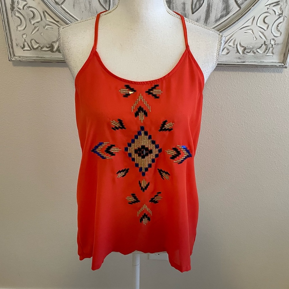 dina be Embellished Tank Top, Red, S